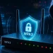 هک وای فای WPA3 در سال ۲۰۲۶ با نمایش روتر بی‌سیم، سپر امنیتی WPA3، هکر و مفاهیم امنیت سایبری